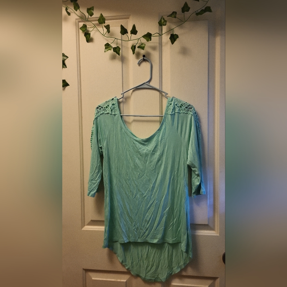 Charlotte Russe Blue Top with Open Design Shoulders